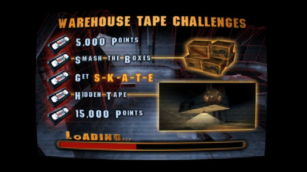 Écran de chargement de Warehouse de Tony Hawk Pro Skater
